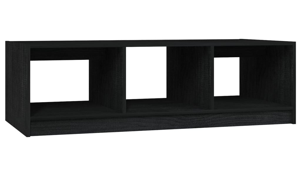 vidaXL Konferenčný stolík čierny 110x50x34 cm borovicový masív