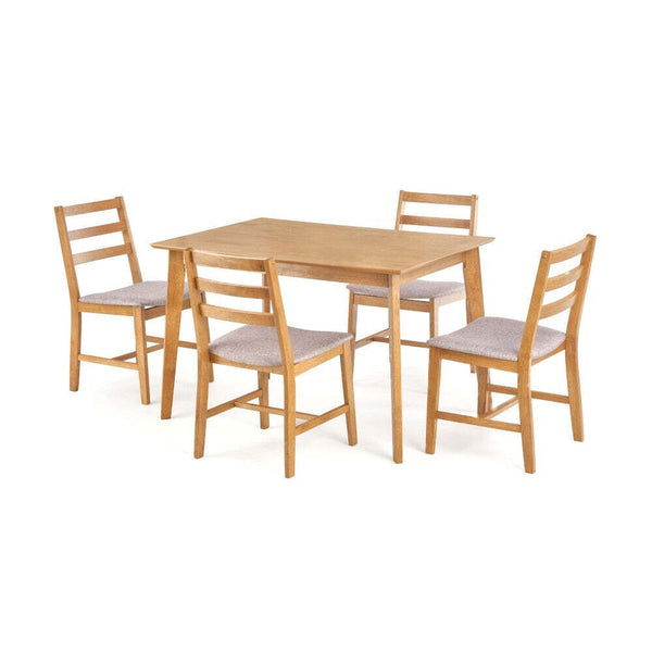 Jedálenský set Korden – 4x stolička, 1x stôl (dub, sivá)