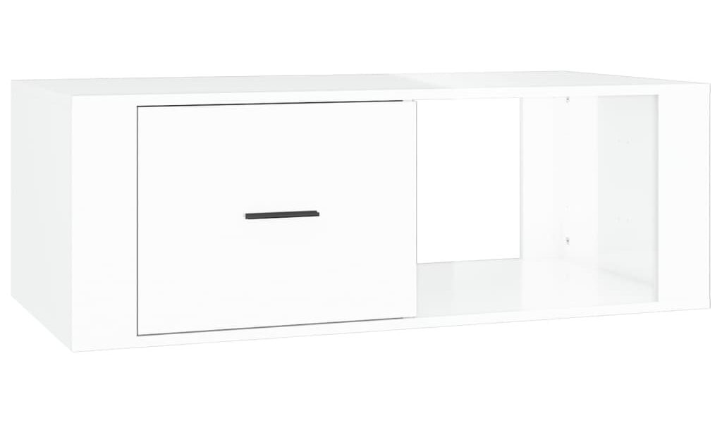 vidaXL Konferenčný stolík lesklý biely 100×50,5×35 cm spracované drevo