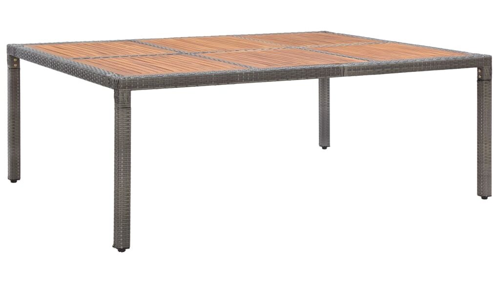 vidaXL Záhradný stôl, sivý 200x150x74 cm, polyratan a akáciové drevo
