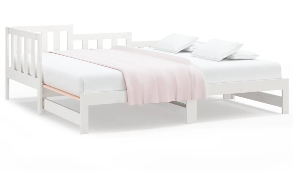 vidaXL Rozkladacia denná posteľ biela 2x(90×190) cm borovicový masív