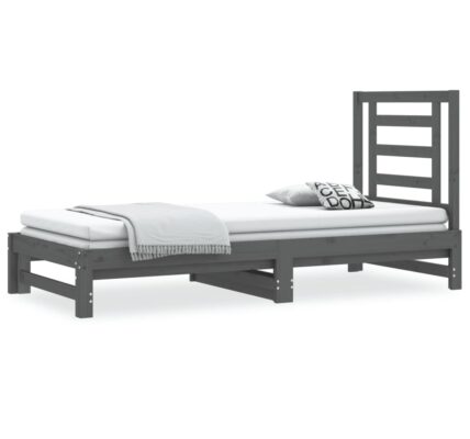 vidaXL Rozkladacia denná posteľ sivá 2x(90×200) cm borovicový masív