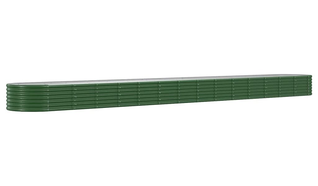 vidaXL Vyvýšený záhradný záhon práškovaná oceľ 620x80x36 cm zelený