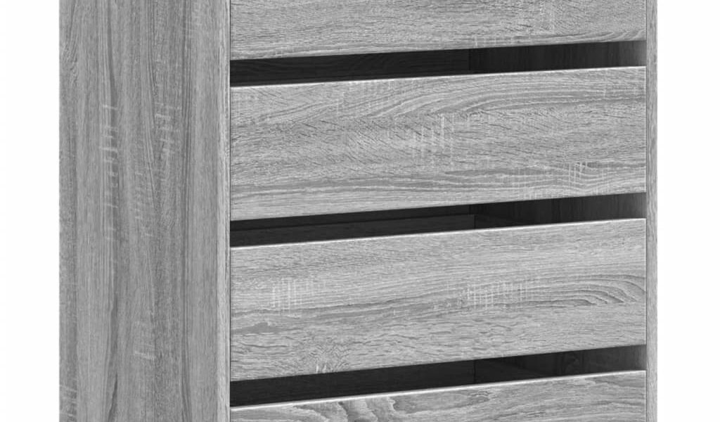 vidaXL Kampinė komoda su stalčiais, pilka, 60x41x76cm, mediena