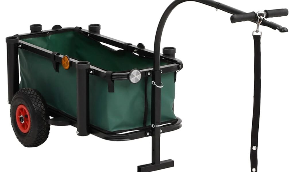 vidaXL Rybársky vozík s taškou čierny oceľový