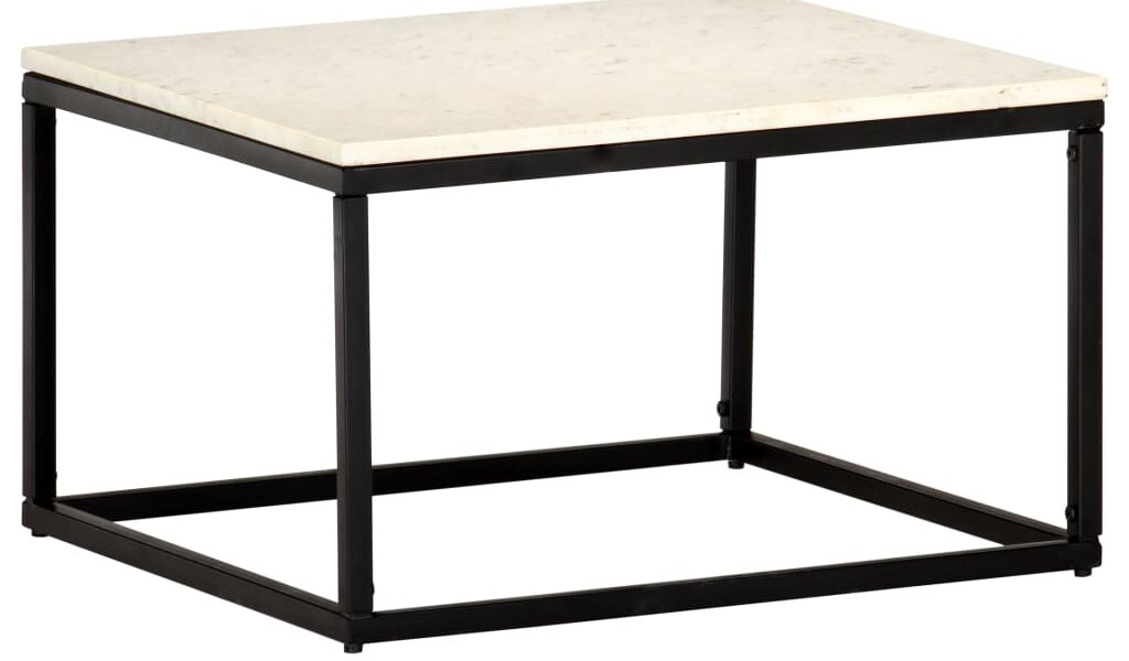 vidaXL Konferenčný stolík biely 60x60x35 cm pravý kameň s mramorovou textúrou