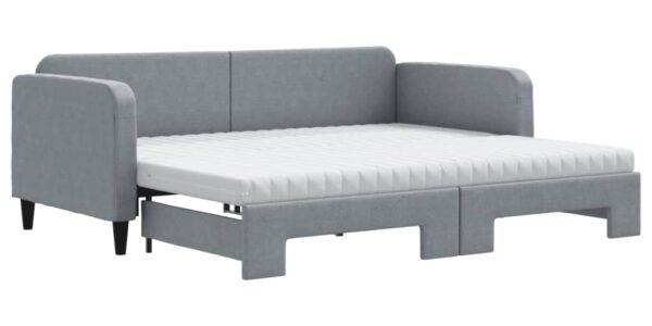 vidaXL Rozkladacia denná posteľ s matracmi bledosivá 90×200 cm látka