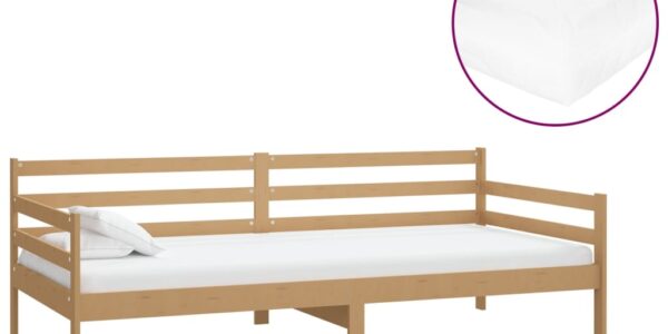 vidaXL Denná posteľ s matracom 90×200 cm, medová, borovicový masív