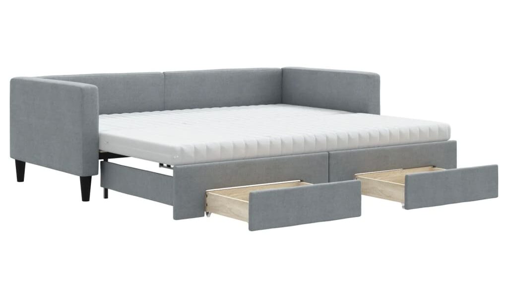 vidaXL Rozkladacia denná posteľ so zásuvkami bledosivá 90×200 cm látka