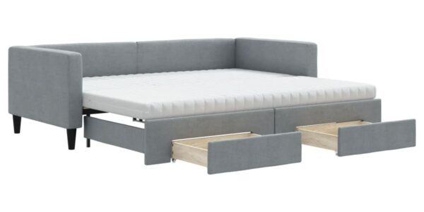 vidaXL Rozkladacia denná posteľ so zásuvkami bledosivá 90×200 cm látka