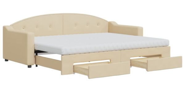 vidaXL Rozkladacia denná posteľ so zásuvkami krémová 80×200 cm látka