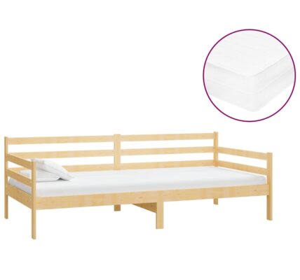 vidaXL Denná posteľ s matracom 90×200 cm, borovicový masív