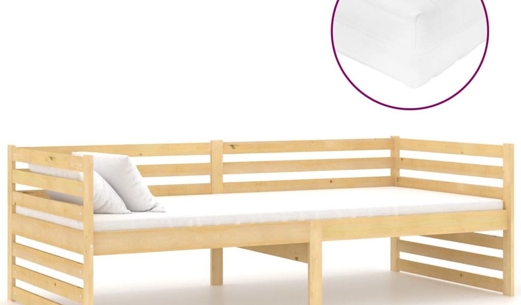 vidaXL Denná posteľ s matracom 90×200 cm, borovicový masív