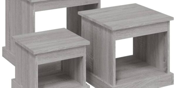 vidaXL Konferenčné stolíky 3 ks, sivá sonoma, kompozitné drevo