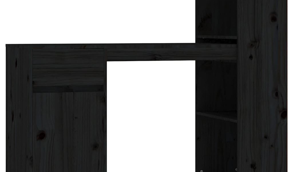 vidaXL Stolík čierny 110x53x117 cm masívne borovicové drevo