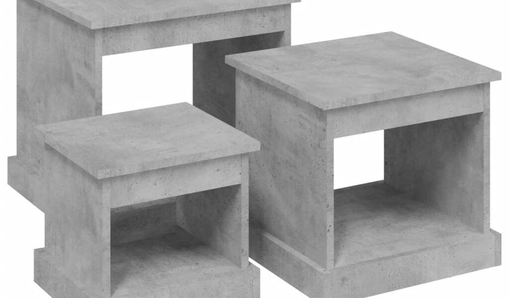vidaXL Konferenčné stolíky 3 ks, betónovo sivé, kompozitné drevo