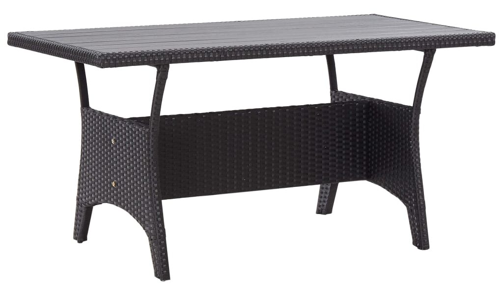vidaXL Záhradný stôl čierny 120x70x66 cm polyratanový