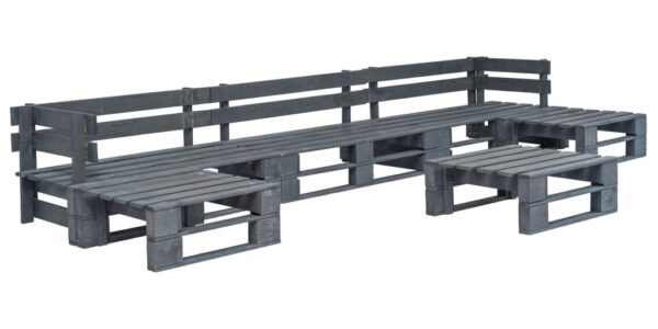vidaXL 6-dielna záhradná sedacia súprava, palety, drevo, sivá