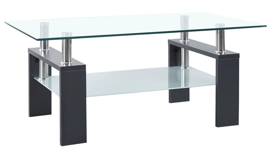 vidaXL Konferenčný stolík sivý a priesvitný 95x55x40 cm tvrdené sklo