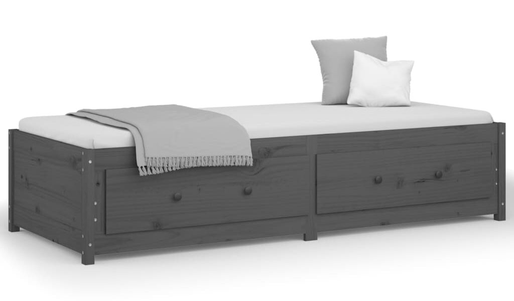 vidaXL Denná posteľ sivá 90×200 cm borovicový masív
