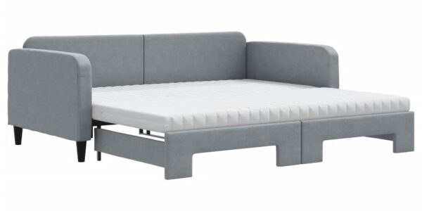 vidaXL Rozkladacia denná posteľ s matracmi bledosivá 100×200 cm látka