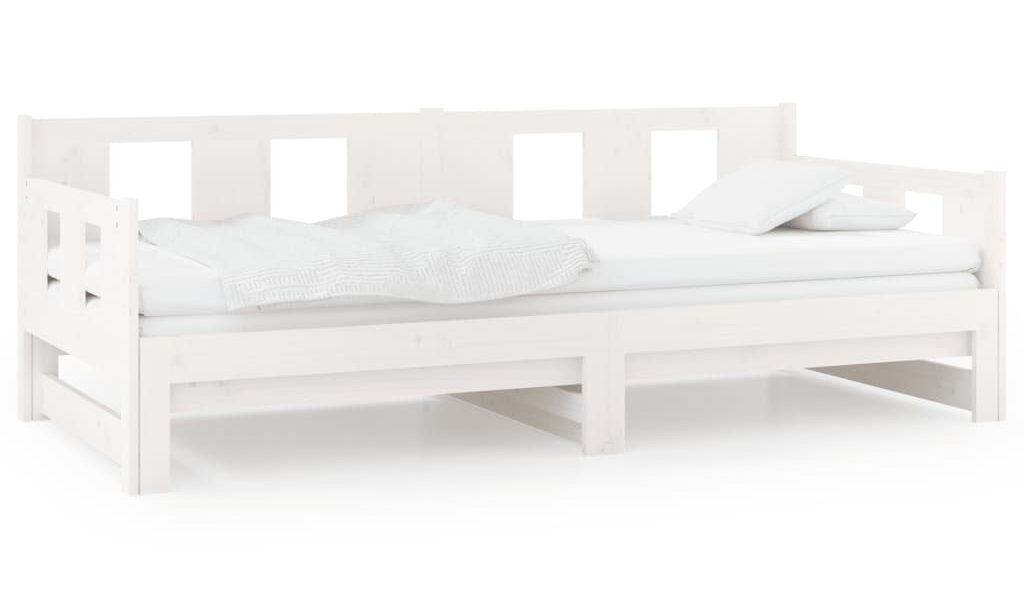 vidaXL Rozkladacia denná posteľ biela borovicový masív 2x(90×190) cm