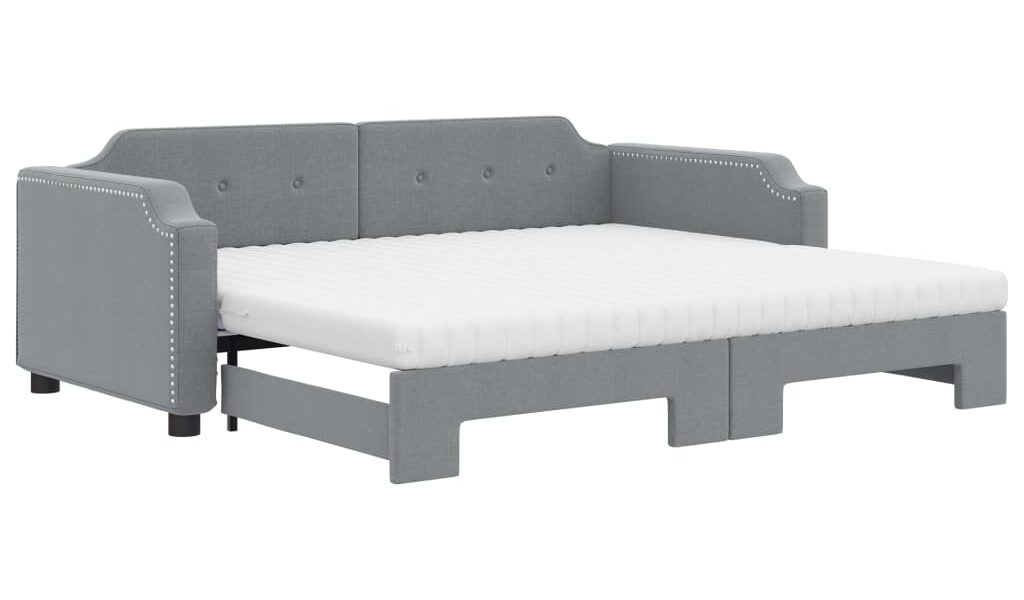 vidaXL Rozkladacia denná posteľ s matracmi bledosivá 80×200 cm látka