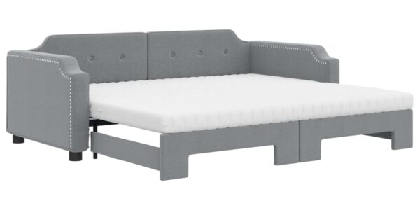 vidaXL Rozkladacia denná posteľ s matracmi bledosivá 80×200 cm látka