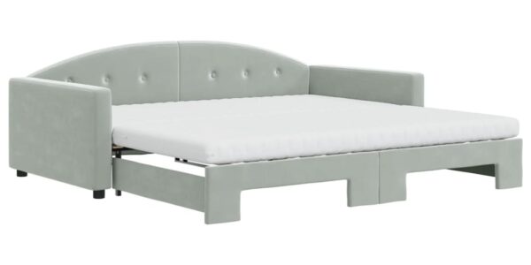 vidaXL Rozkladacia denná posteľ s matracmi bledosivá 100×200 cm zamat