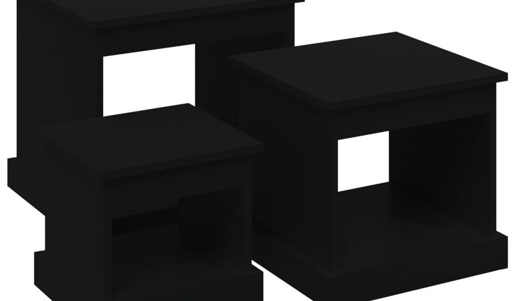 vidaXL Konferenčné stolíky 3 ks, čierne, kompozitné drevo