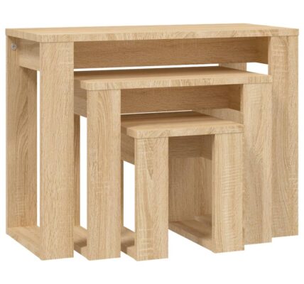 vidaXL Zasúvacie stolíky 3 ks, dub sonoma, kompozitné drevo