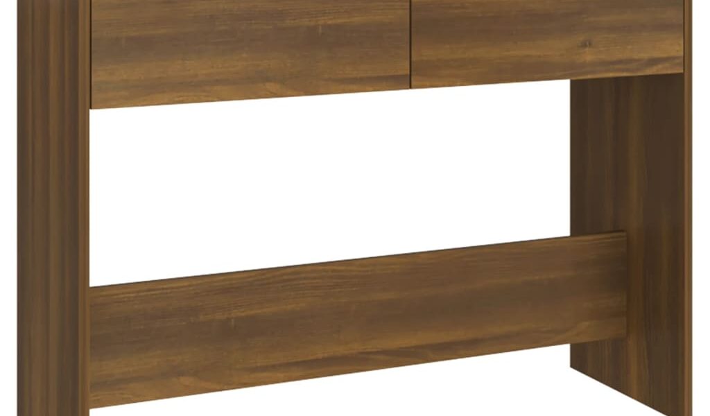 vidaXL Konzolový stolík, hnedý dub 100x35x76,5 cm, kompozitné drevo
