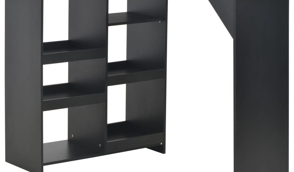 vidaXL Barový stôl s pohyblivou poličkou, čierny 138x39x110 cm