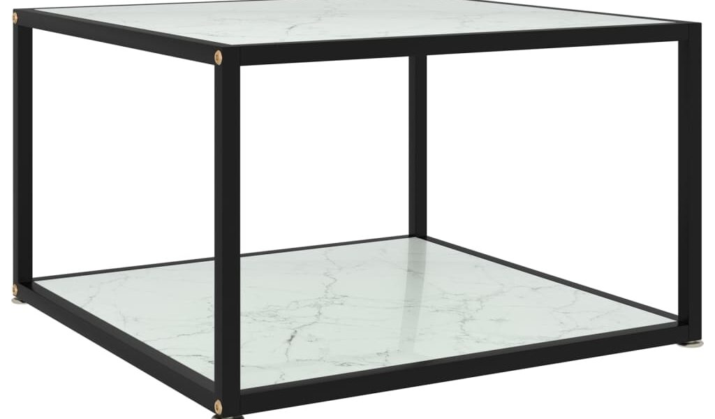 vidaXL Konferenčný stolík, biely 60x60x35 cm, tvrdené sklo