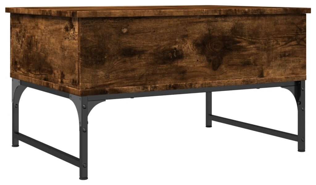 vidaXL Konferenčný stolík, tmavý dub 70x50x40 cm, kompozitné drevo+kov