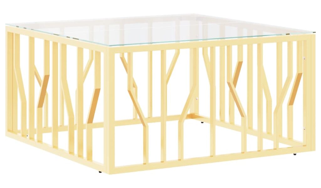 vidaXL Konferenčný stolík zlatý 80x80x40 cm nerezová oceľ a sklo