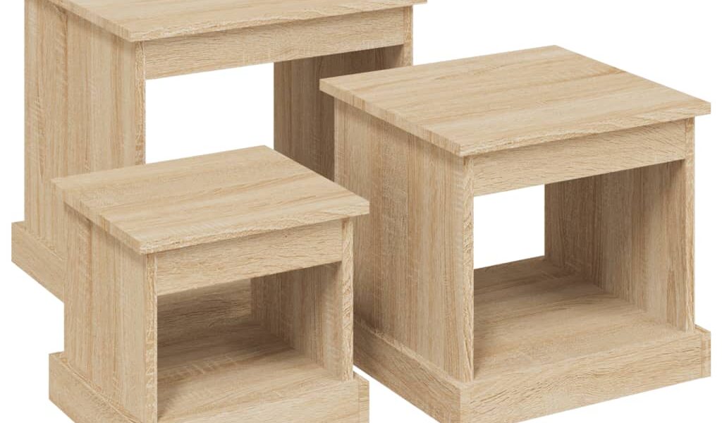 vidaXL Konferenčné stolíky 3 ks, dub sonoma, kompozitné drevo