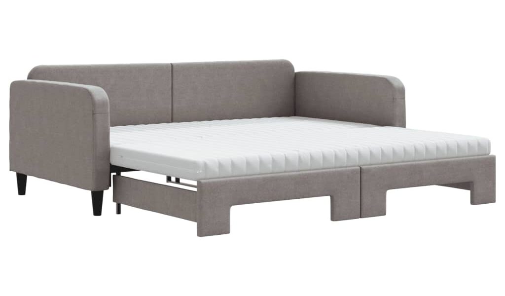 vidaXL Rozkladacia denná posteľ s matracmi tmavosivá 100×200 cm látka