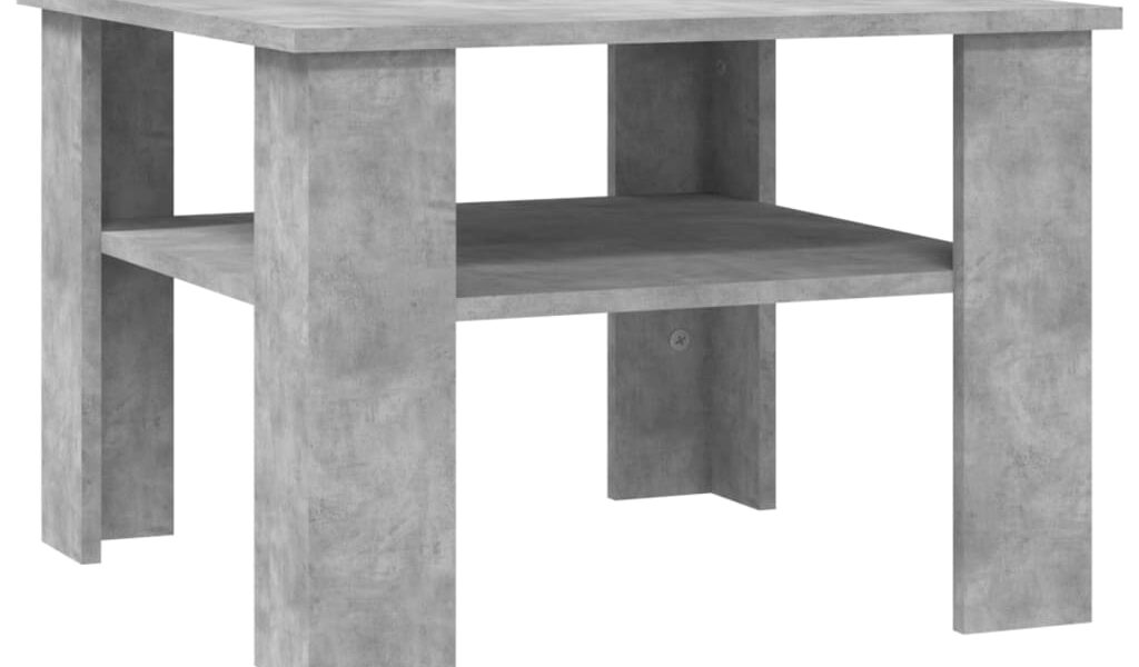 vidaXL Konferenčný stolík, betónovo sivý 60x60x42 cm, kompozitné drevo