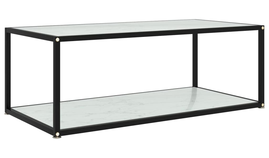 vidaXL Konferenčný stolík, biely 100x50x35 cm, tvrdené sklo