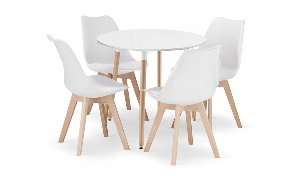 Jedálenský set 1+4, stôl KAMI 80×80 biely + stolička BALI MARK biela