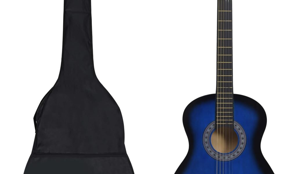 vidaXL Klasická gitara pre začiatočníkov s taškou modrá 3/4 36″