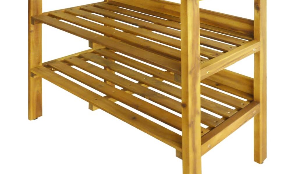 vidaXL Stolík na výsadbu s 2 policami, masívne akáciové drevo a zinok