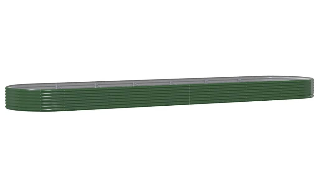 vidaXL Vyvýšený záhradný záhon práškovaná oceľ 600x140x36 cm zelený