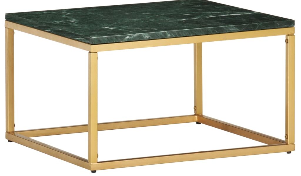vidaXL Konferenčný stolík zelený 60x60x35 cm pravý kameň s mramorovou textúrou